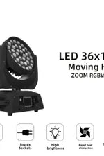 SHE-WZMH3618F LED 36x18W RGBWA UV 6in1 Wash + Zoom Luce a testa mobile Aggiornamento da fascio 230W DJ Disco Stage Luci a testa mobile Luci da palco per DJ