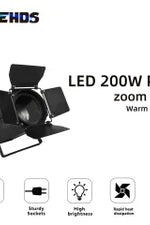 SHE-DoZPCOB200WCW （Con alette）LED bicolore 200W COB Zoom Par Light Illuminazione bianca calda/fredda Luce da palco DMX 512