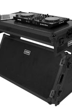 U91072BL -ULTIMATE FLIGHT CASE PORTABLE Z-STYLE DJ TABLE BLACK PLUS (WHEELS)