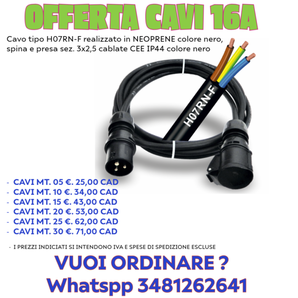 CAVI 16 A VARIE LUNGHEZZE